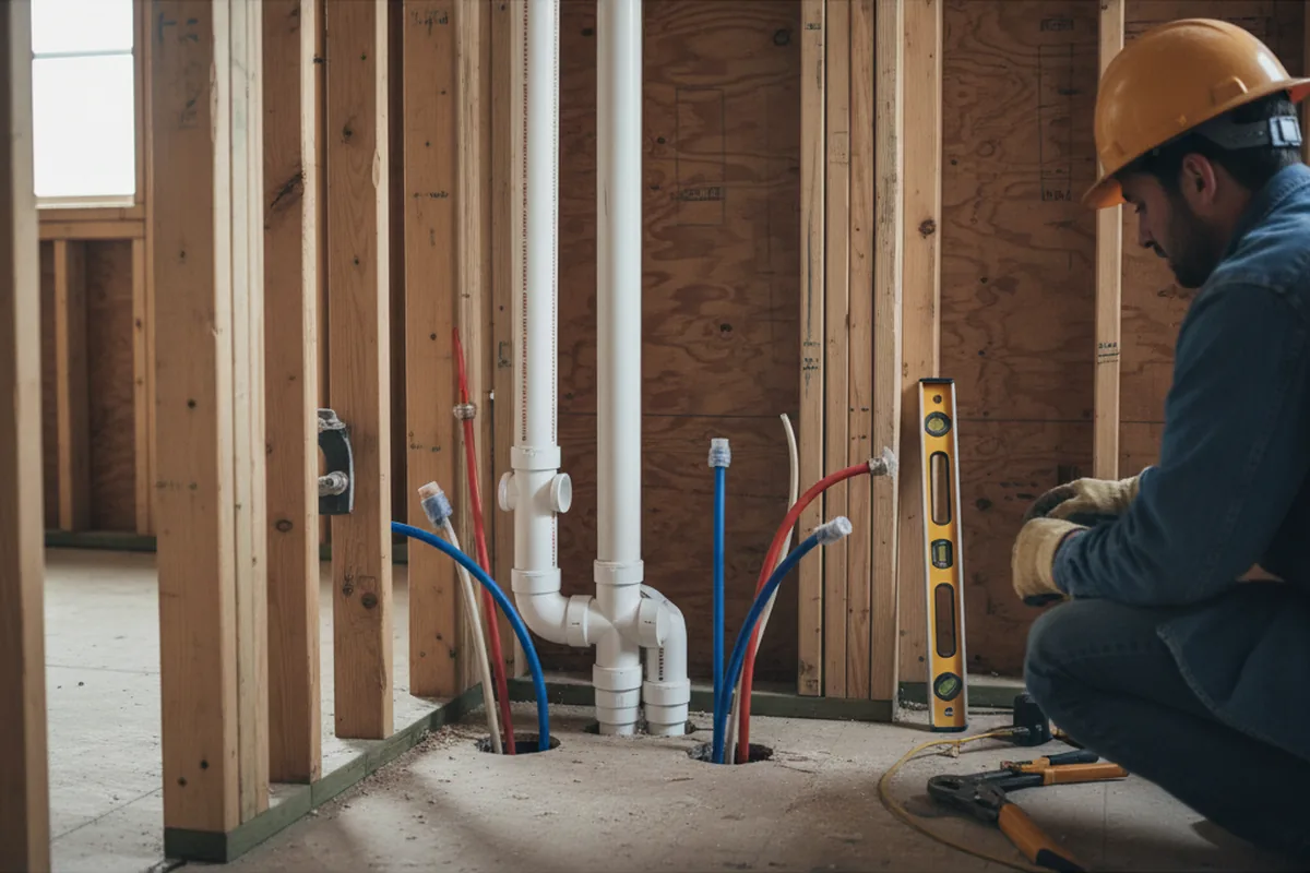 Drain and supply rough-in during Garbage Disposal Repair in Seaman